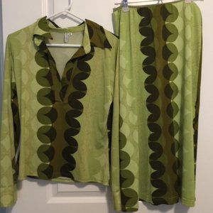 Melissa M Green/Brown Top Skirt